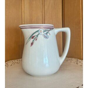 Vintage Rego Restaurant Ware Floral Milk Jug Creamer White Art Nouveau Pink